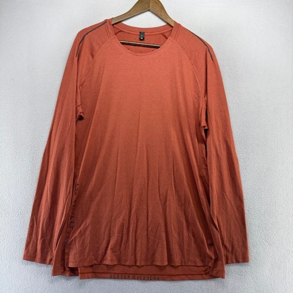 Lululemon Shirt Men's XL Orange License To Train Vented Textured Performance